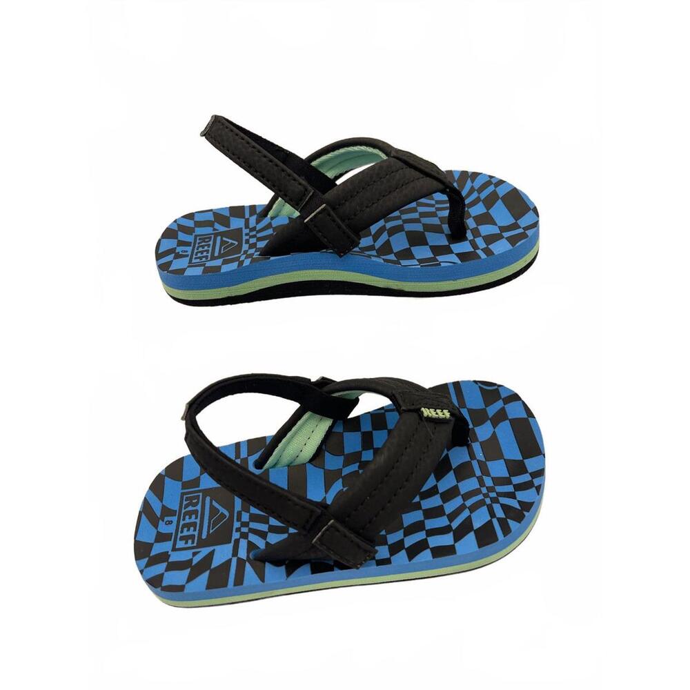 Reef Kids Flip Flops - Blue Checker Pattern Size C9 Kids